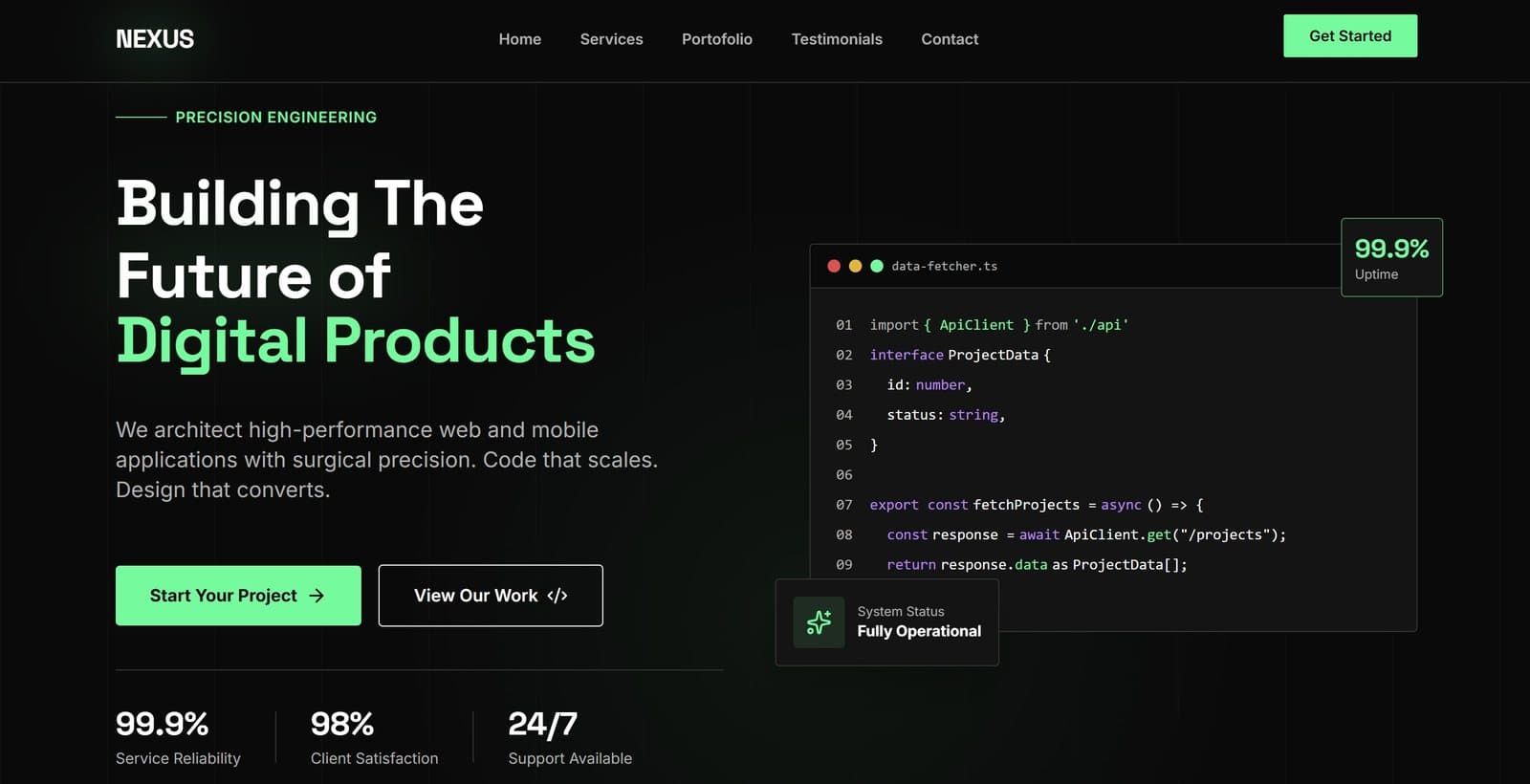 Nexus agency landing page